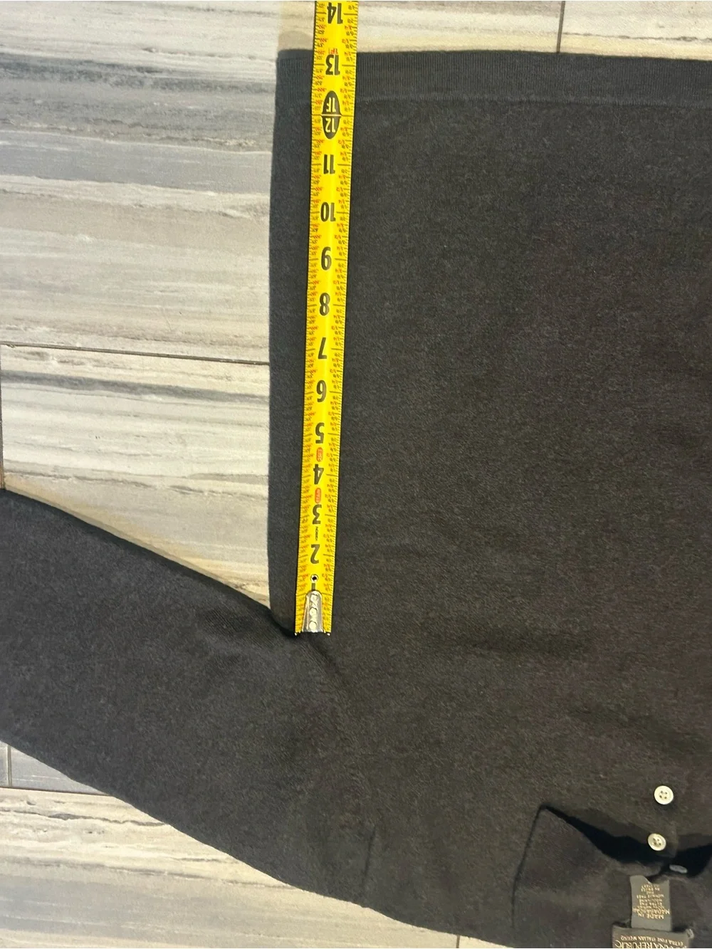 Banana Republic Men's Long-Sleeve Polo in Charcoal Blue Extra Fine Wool Merino